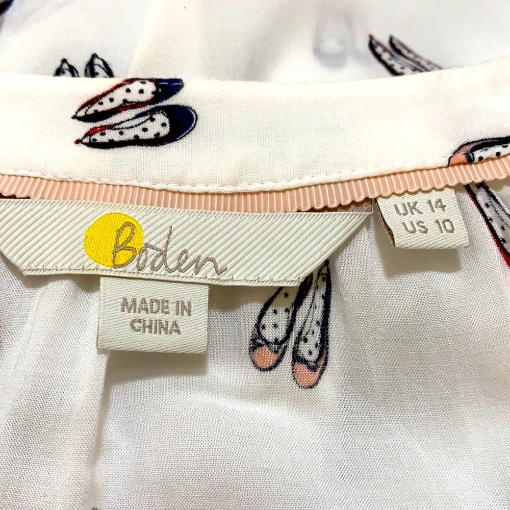 Boden White Button Down Shirt with Shoe Print - Picture 5 of 7